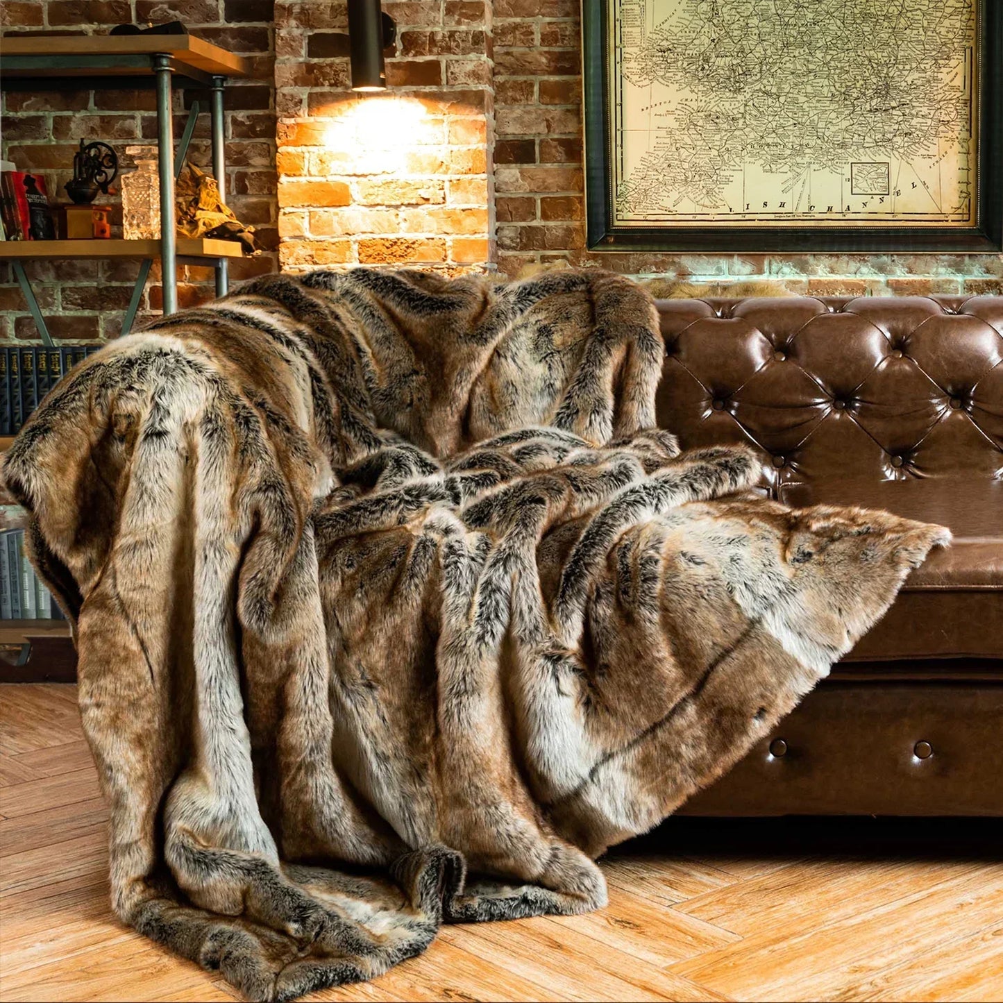 Kunstfell-Decke Flauschig Warm Beige Für Sofa Schlafzimmer