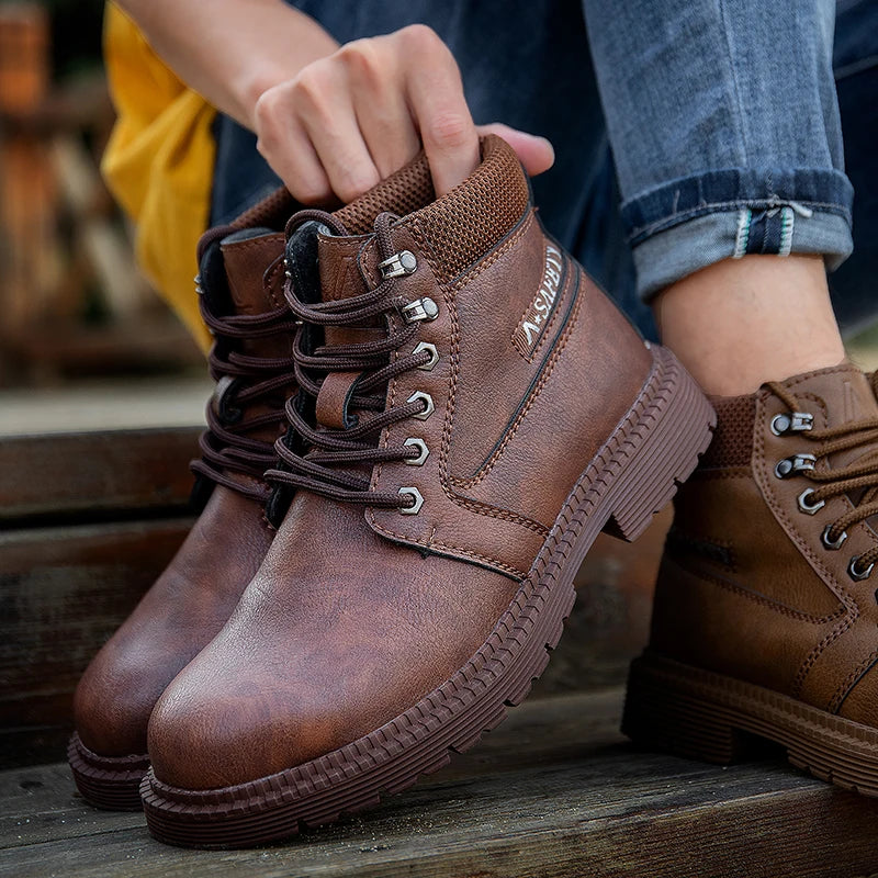 Herren Sicherheitsstiefel Wasserdicht Braun Stahlkappe Rutschfest - Norvielle