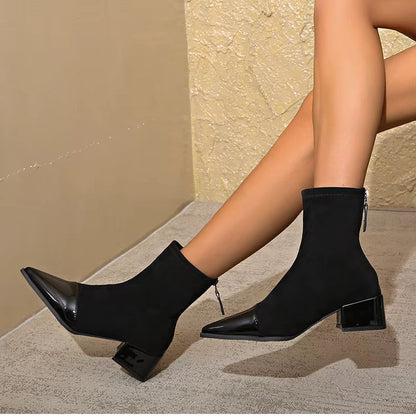 Damen Winter-Ankle-Boots Mit Blockabsatz
