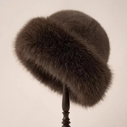 Damen Kunstpelz Hut Elegantes Design