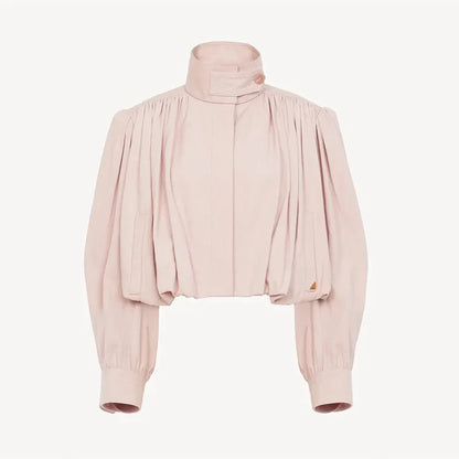 Bomberjacke Damen rosa cropped elegant detail
