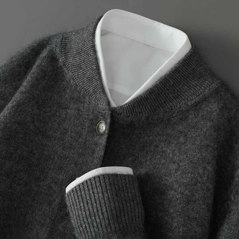 Damen Weiche Strickjacke mit Knöpfen Beige