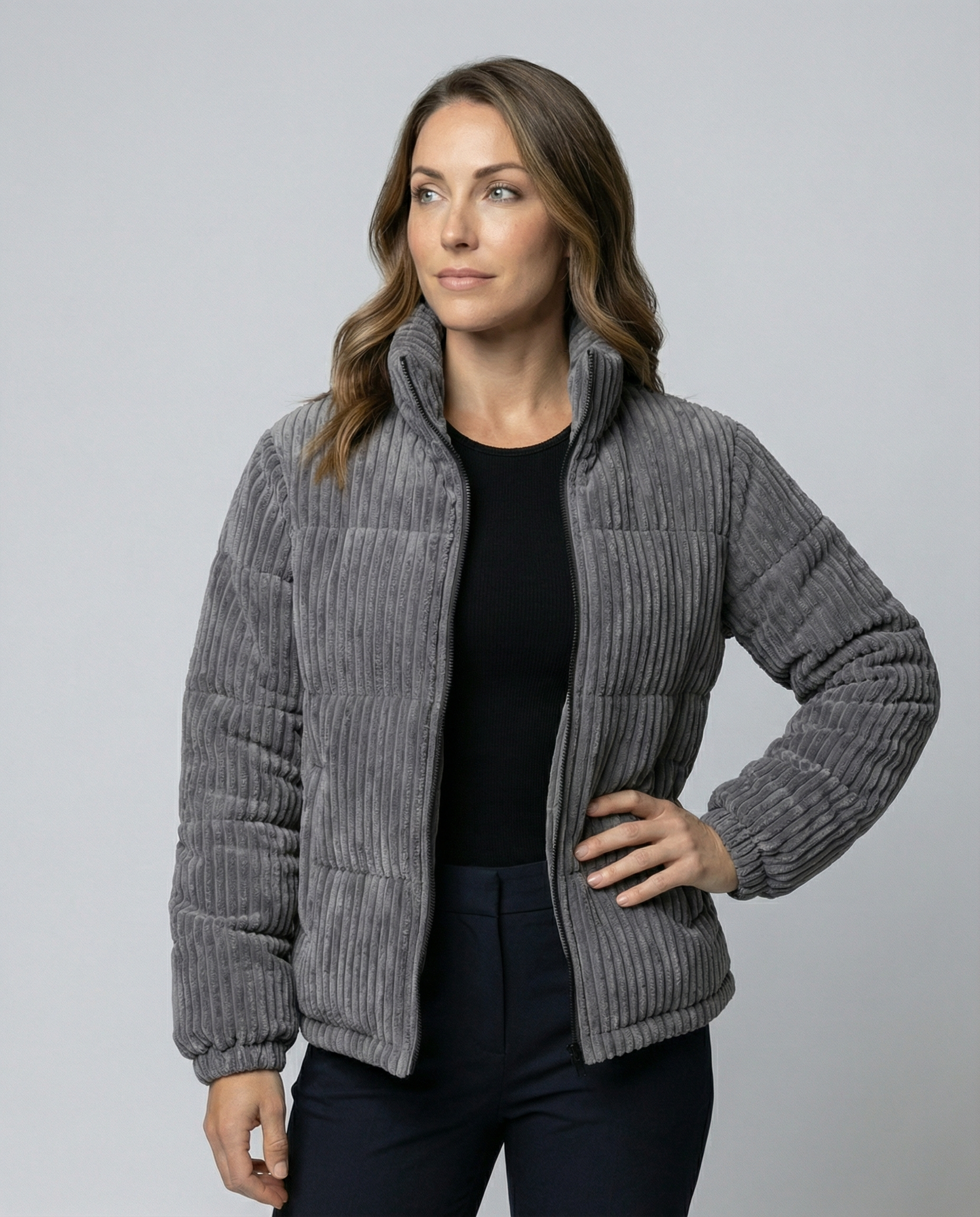 Weiche Damen Cordjacke Warm Beige - Norvielle