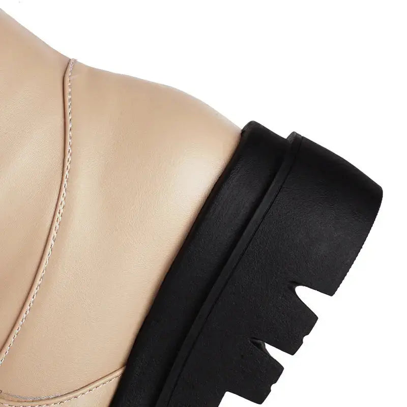 Damen Überknie Stiefel Chic Leder