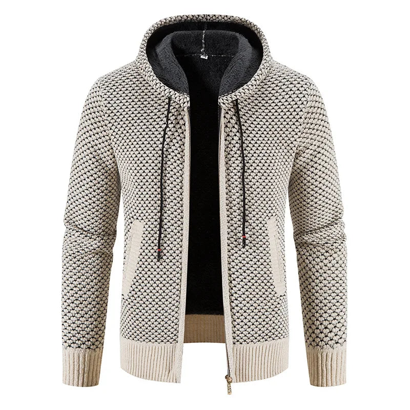 Herren Strickjacke mit Kapuze Reißverschluss Schwarz - Norvielle