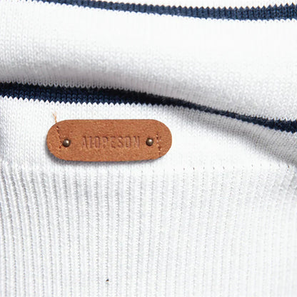 Herren Pullover Streifenmuster Merino-Wolle Bequem Marineblau