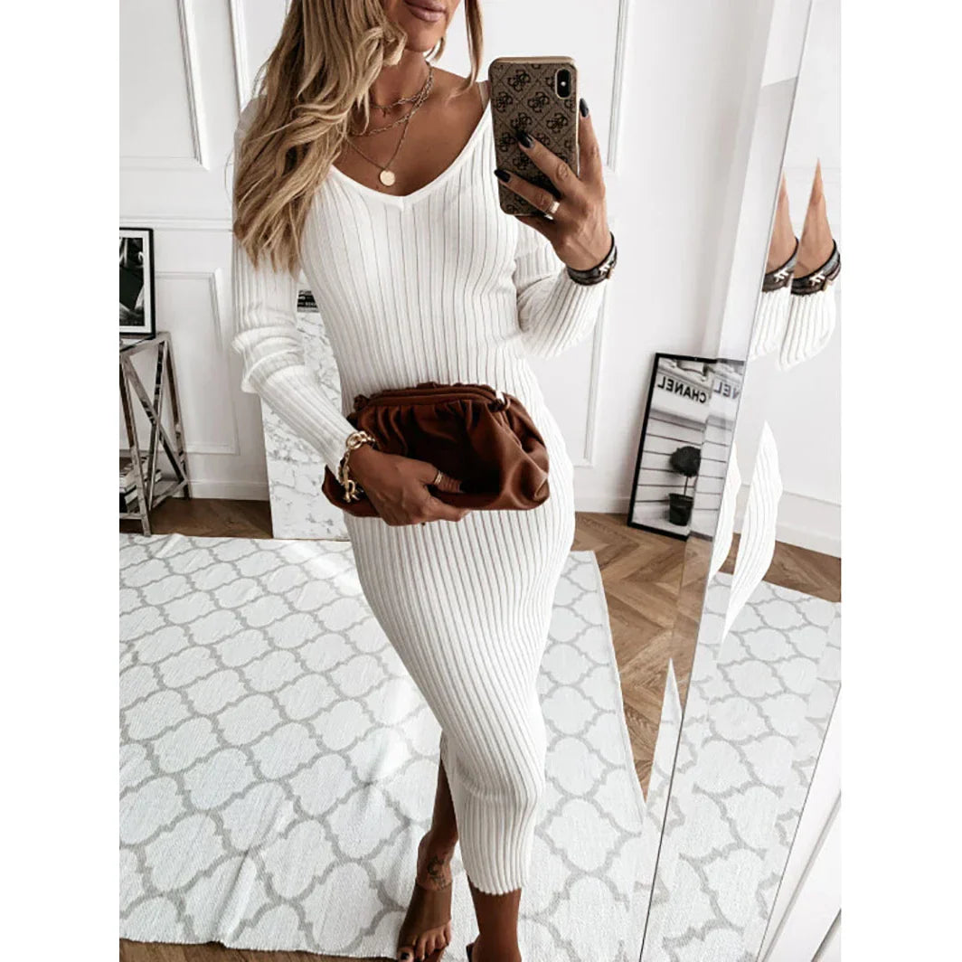 Damen Rippenstrickkleid