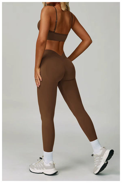Damen Sportoutfit 3-teilig Leggings BH Jacke
