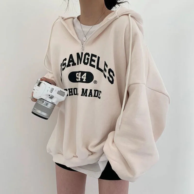 Herren Oversized Hoodie Los Angeles Print Baumwolle
