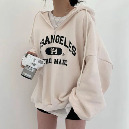Herren Oversized Hoodie Los Angeles Print Baumwolle