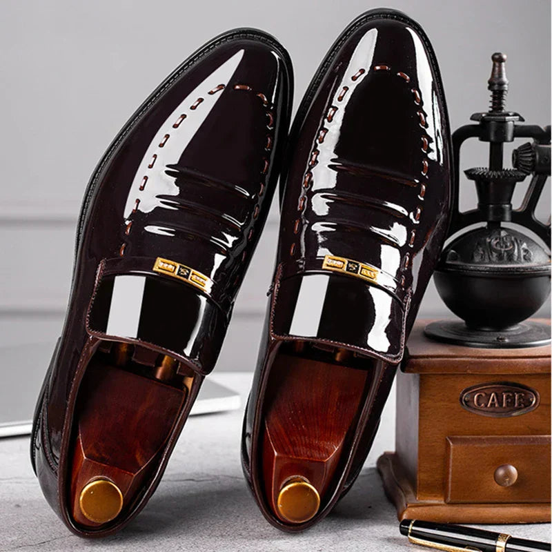 Elegante Herren Lackslipper Formell Schwarz - Norvielle