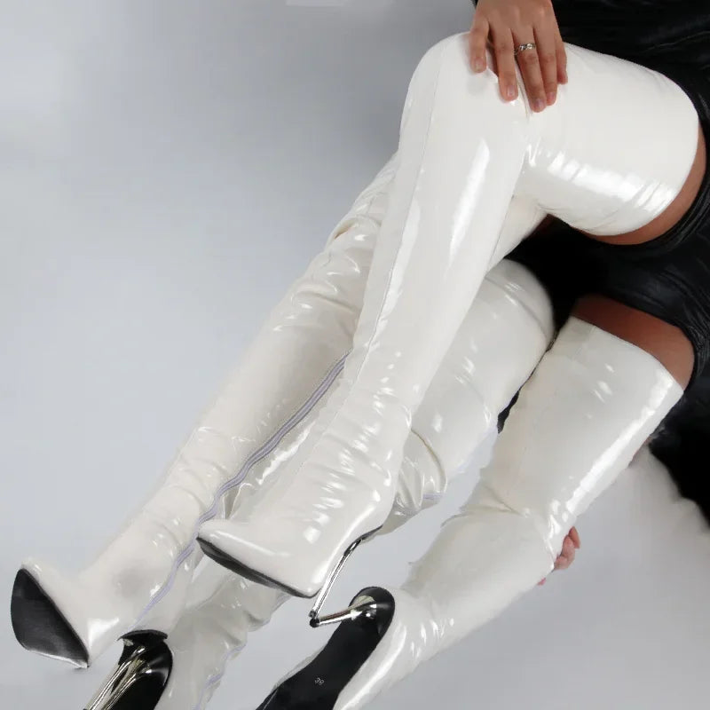 Damen Stiefel Überkniehoch Spitz
