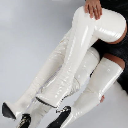 Damen Stiefel Überkniehoch Spitz