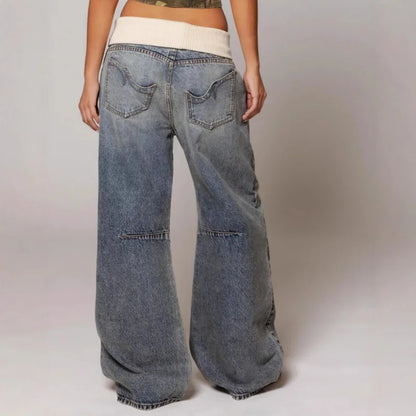Damen Baggy Jeans Niedriger Bund Weites Bein