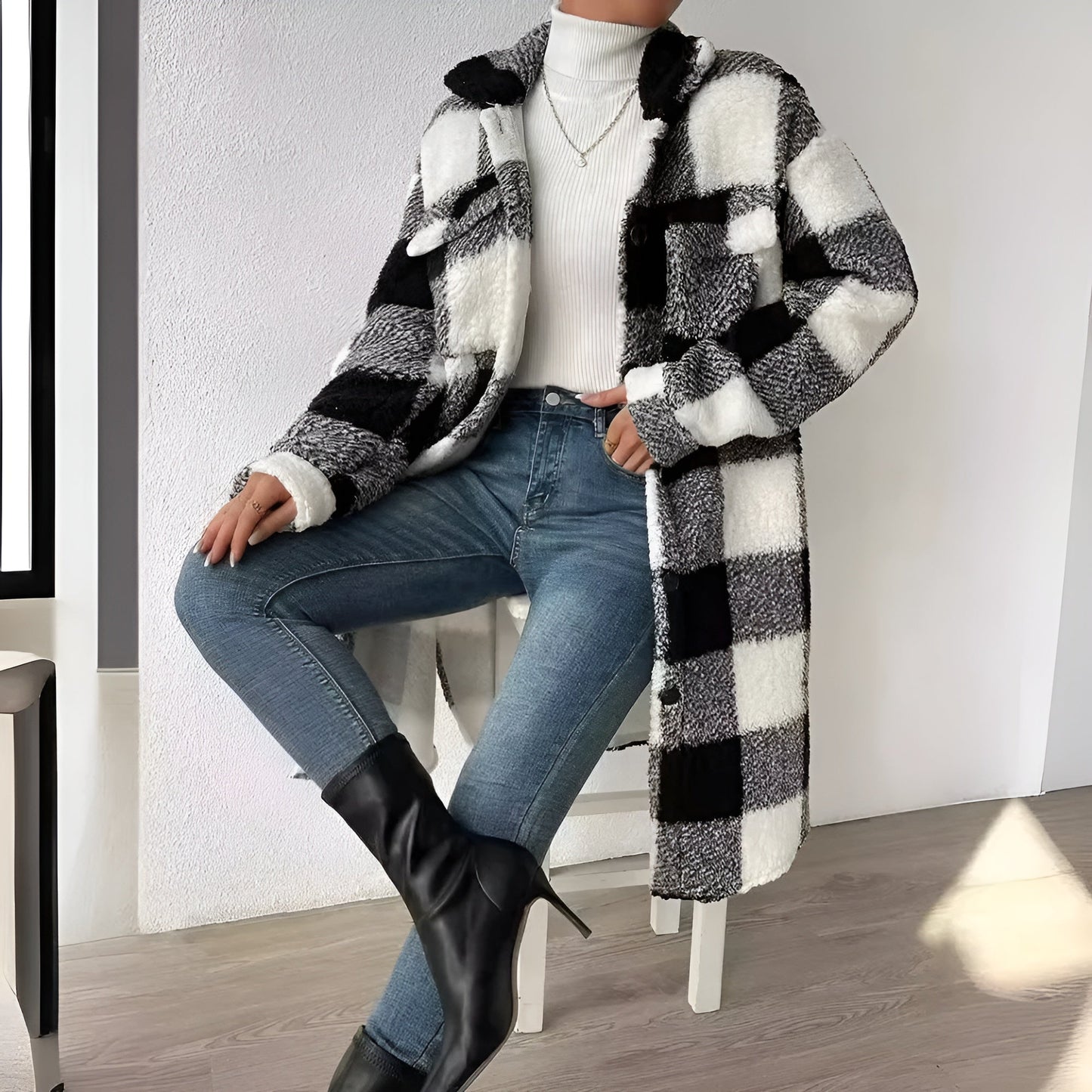 Damen Karierter Mantel