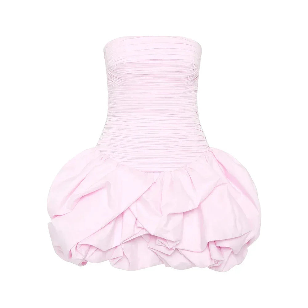 Damen Schulterfreies Minikleid Ballonrock Floralmuster