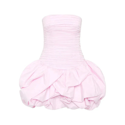 Damen Schulterfreies Minikleid Ballonrock Floralmuster
