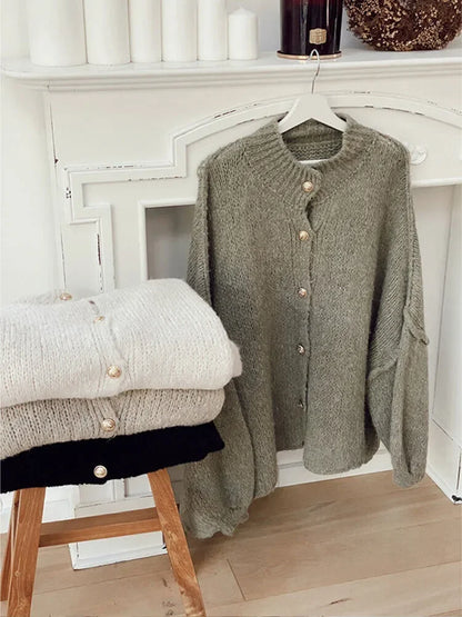Norvielle Damen Oversized Wollcardigan Stilvoll