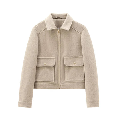 Damen Freizeitjacke Wollmix Reißverschluss