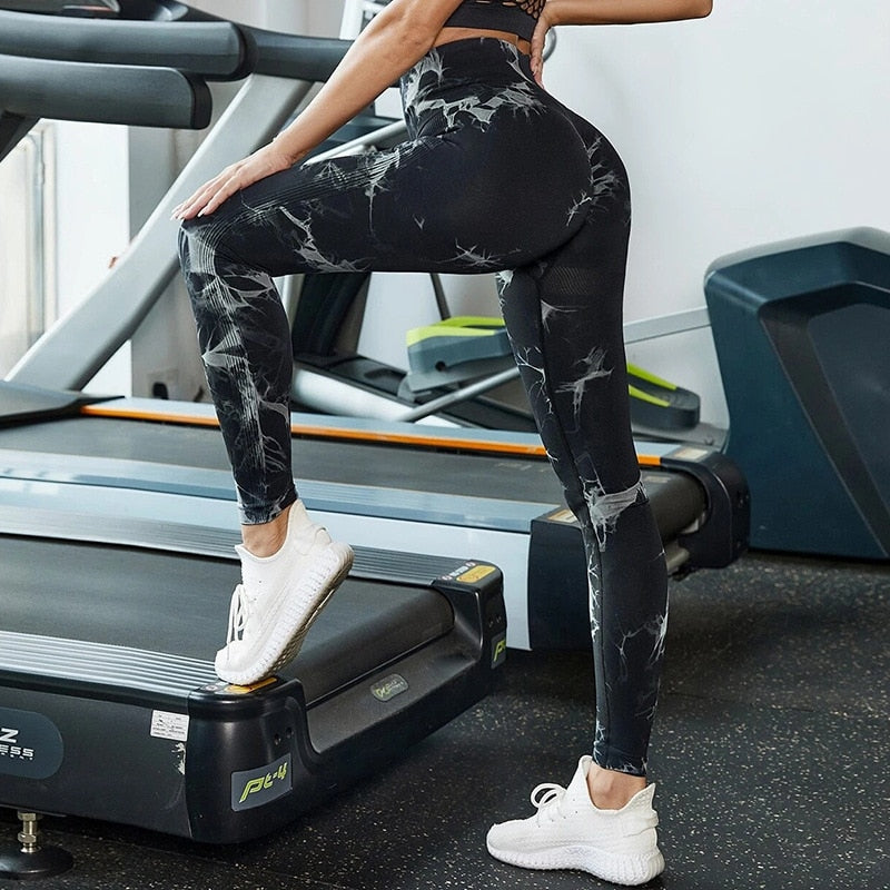 Norvielle Damen Yogahose Marmorierung Batikmuster - Norvielle