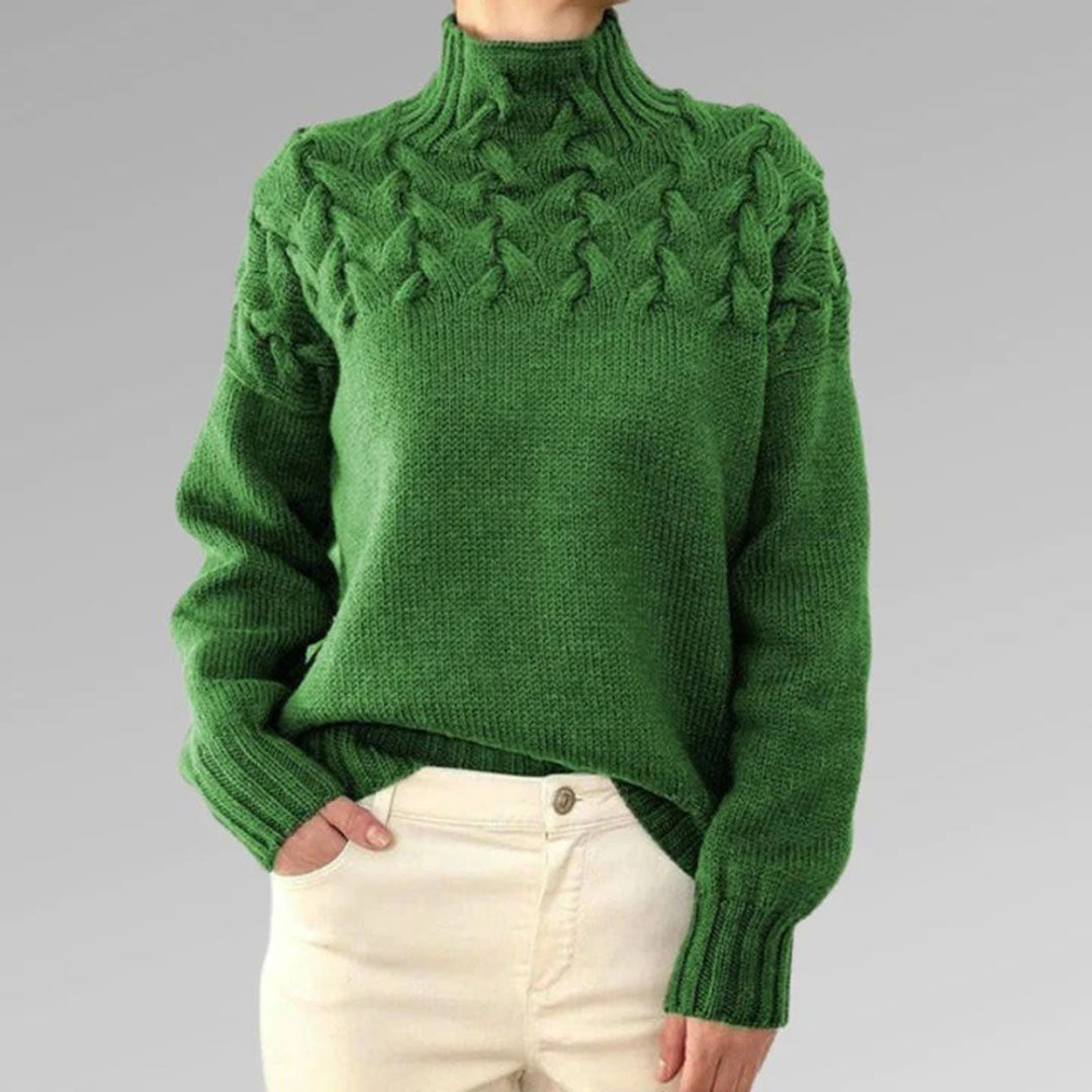 Norvielle Damen Rollkragenpullover Zopfmuster