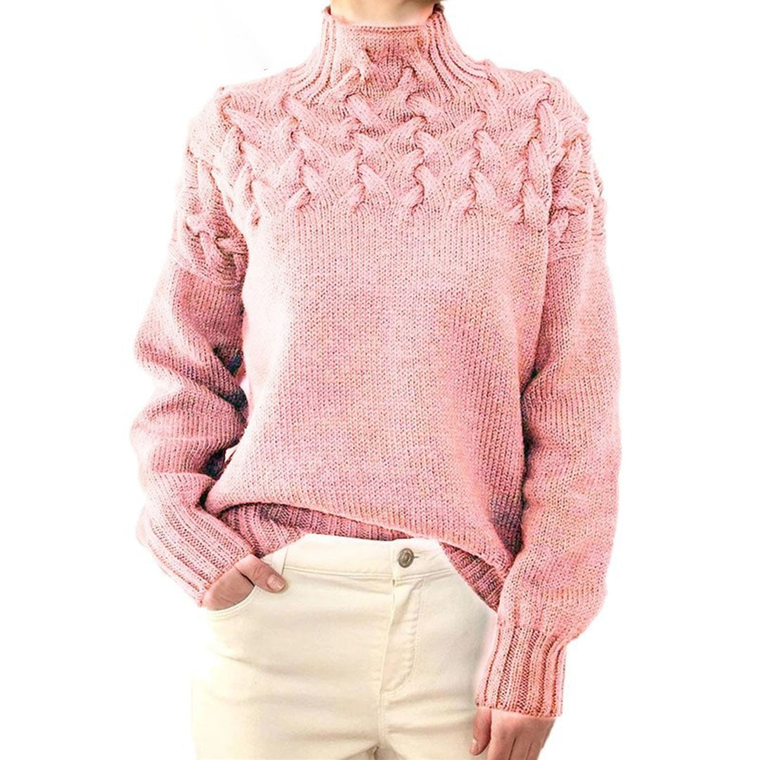 Norvielle Damen Rollkragenpullover Zopfmuster