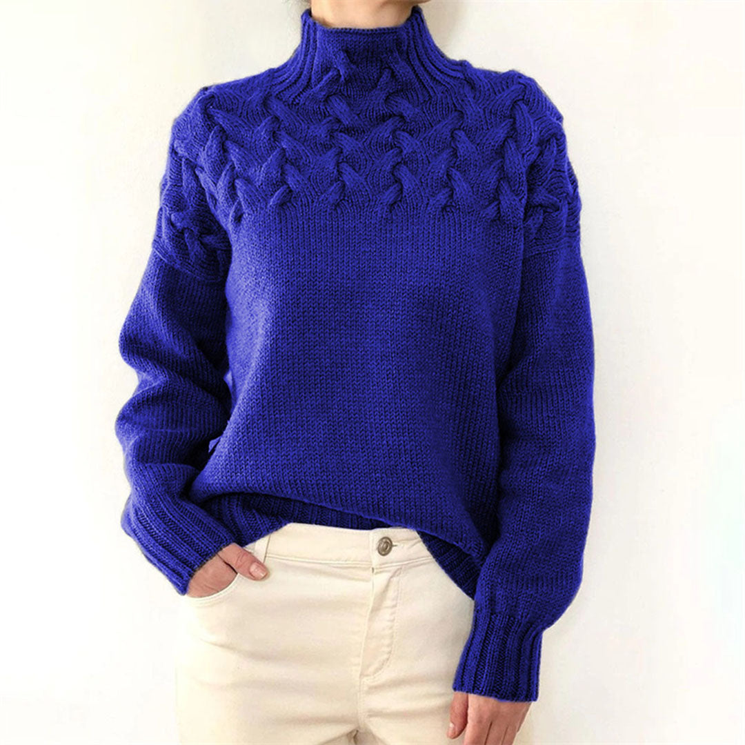 Norvielle Damen Rollkragenpullover Zopfmuster