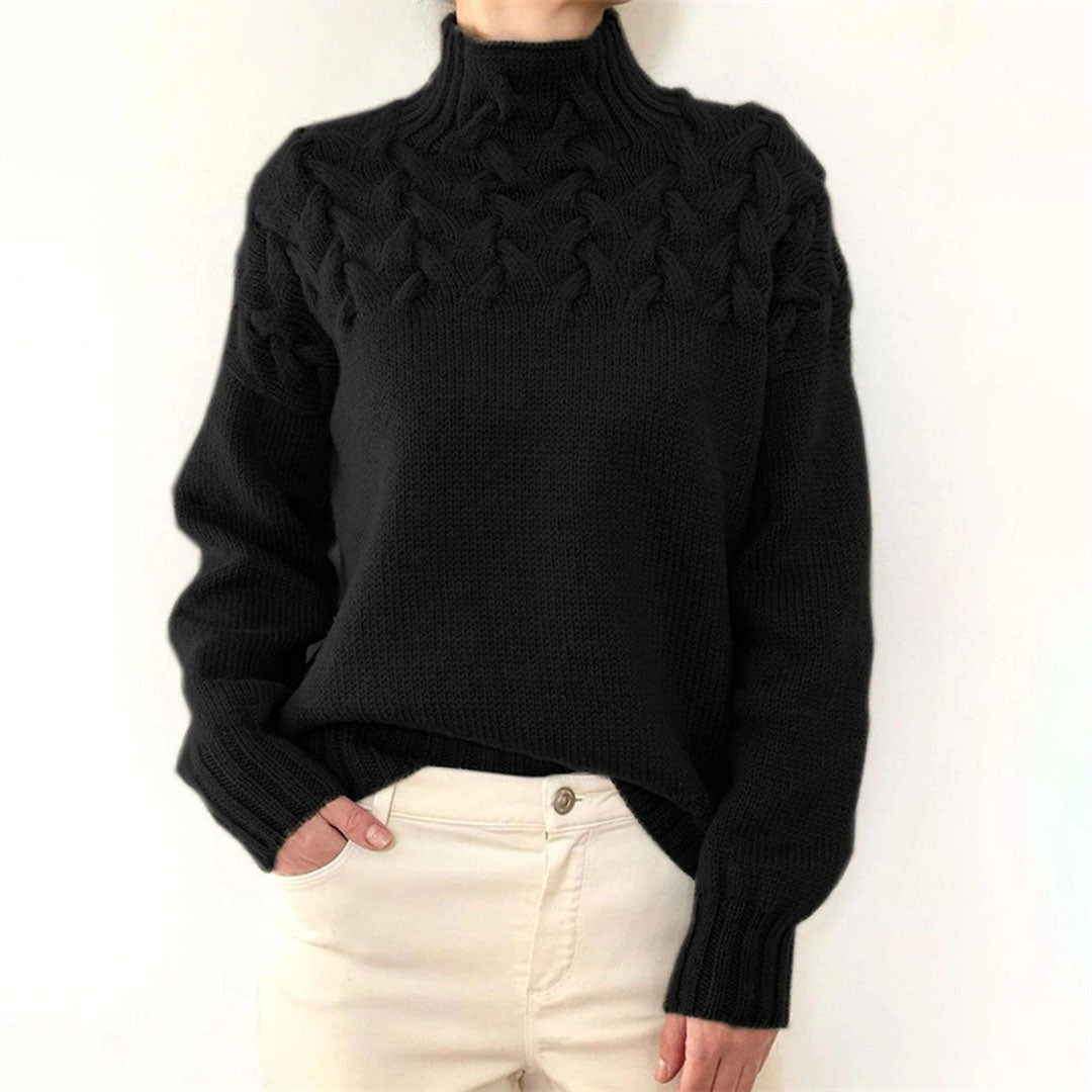Norvielle Damen Rollkragenpullover Zopfmuster