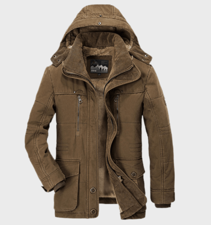 Herren Winterjacke Kapuzenparka Fleece-Innenfutter
