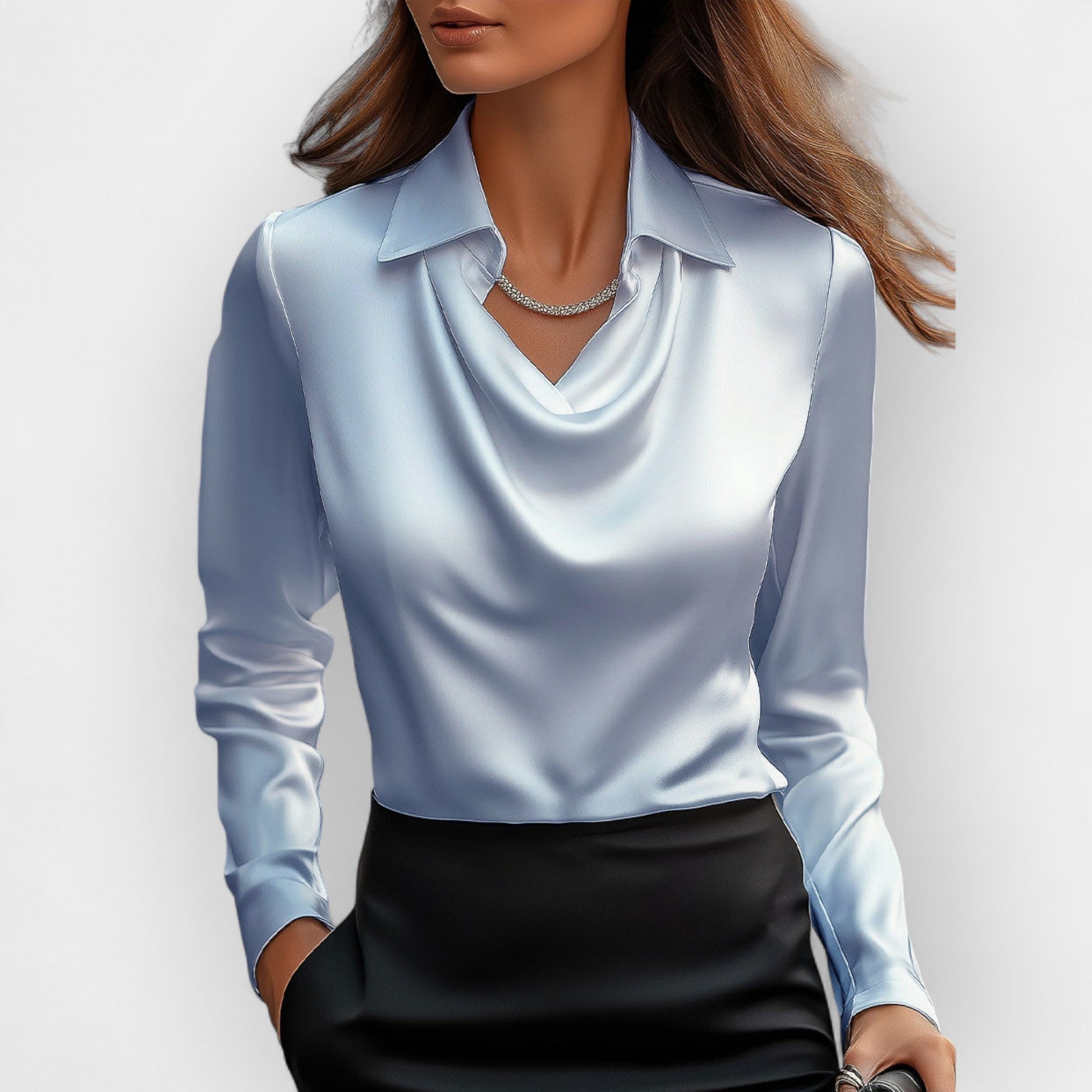 Damen Satin Bluse Glitzer Elegant - Norvielle