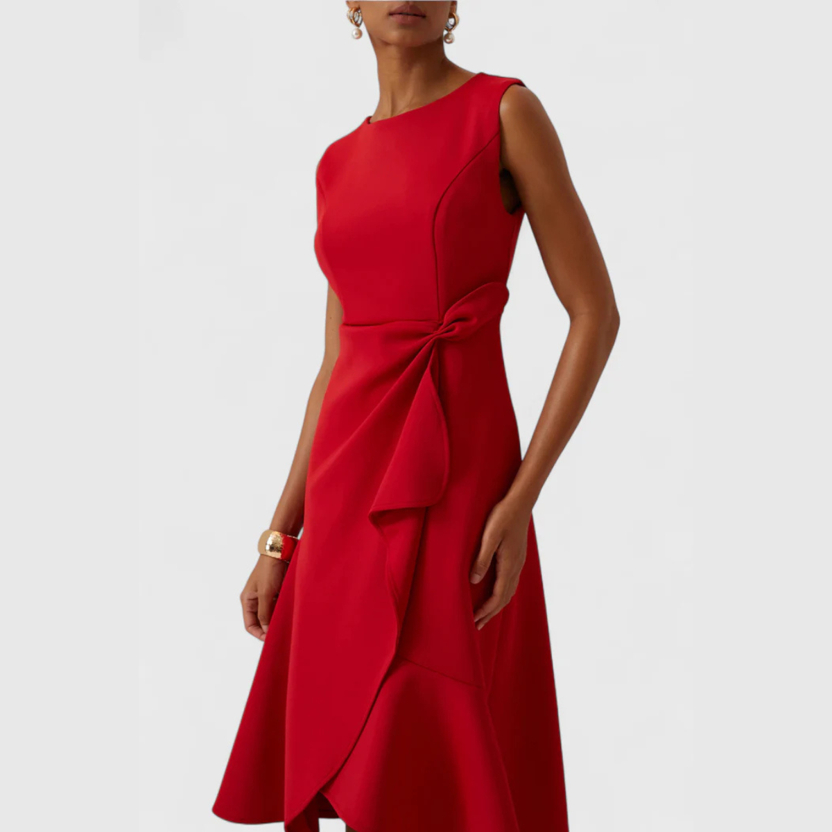 Damen Asymmetrisches Midikleid Drapiertes Design