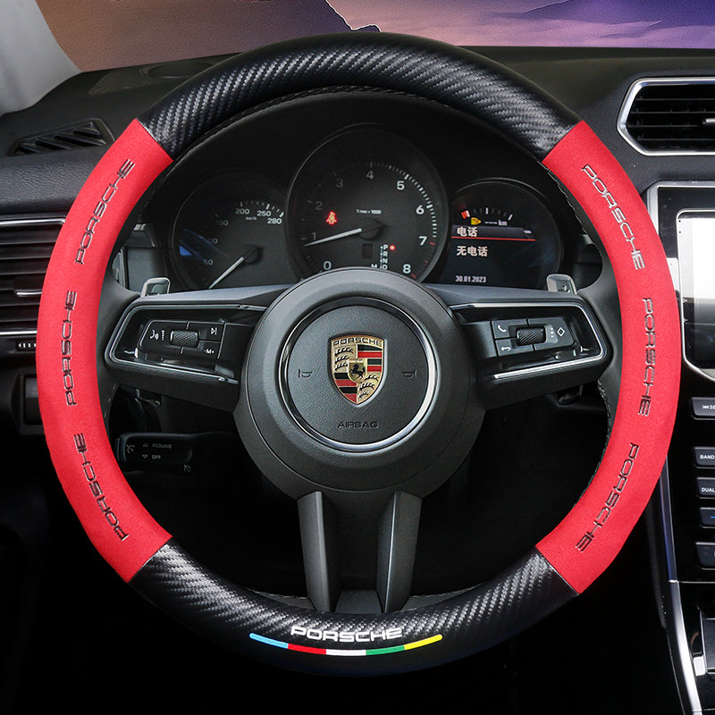 Leder Auto Lenkradbezug 3D Prägung Anti-Rutsch Kohlefaser