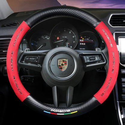 Leder Auto Lenkradbezug 3D Prägung Anti-Rutsch Kohlefaser
