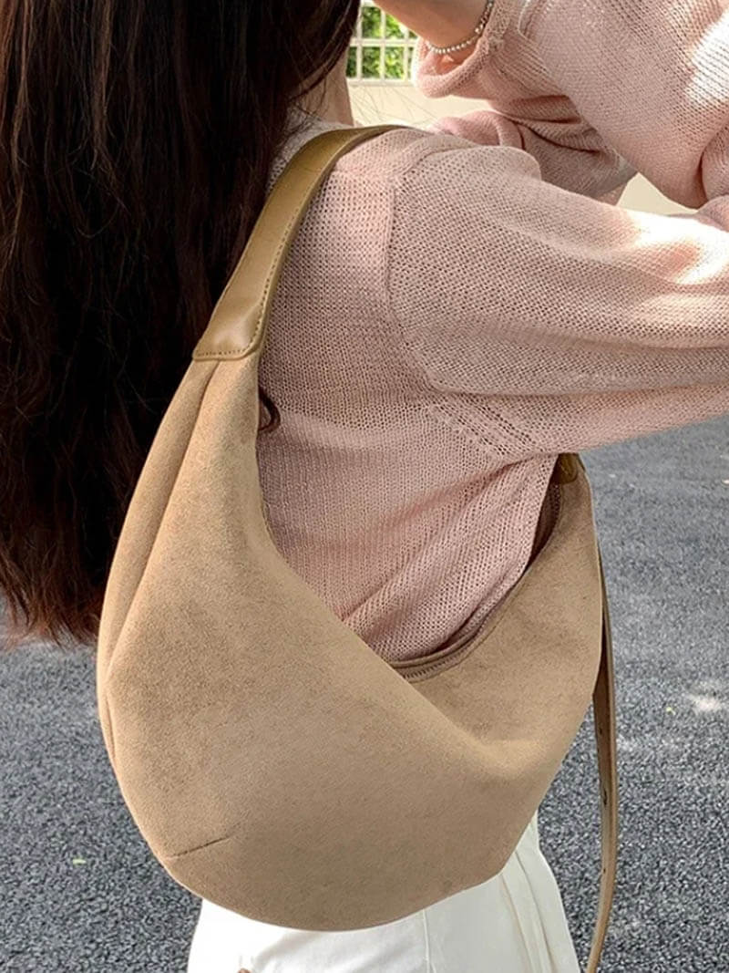Lene Damen Halbmonden-Tasche Wildleder
