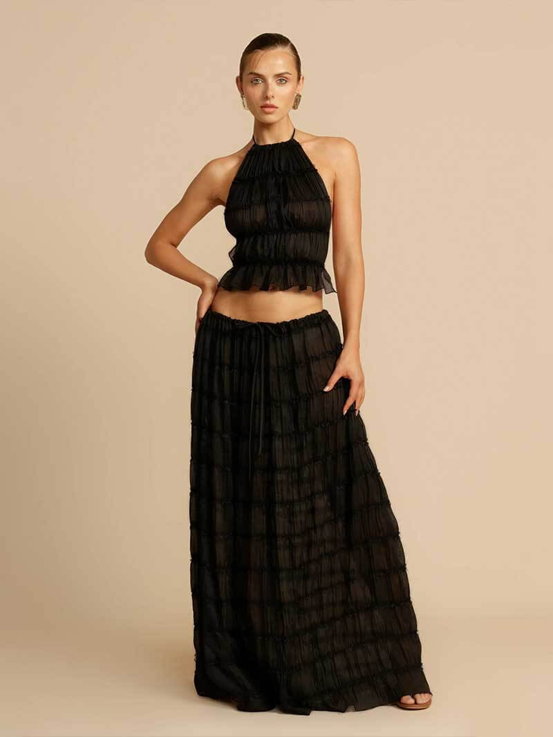 Damen Oberteil Langrock Set Rückenausschnitt Stylisch