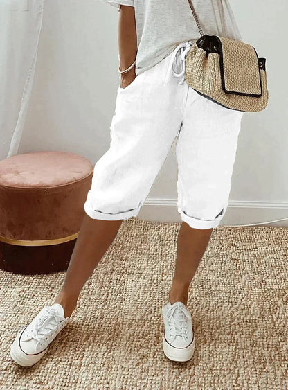 Damen Sommerhose Elegantes Design Beige