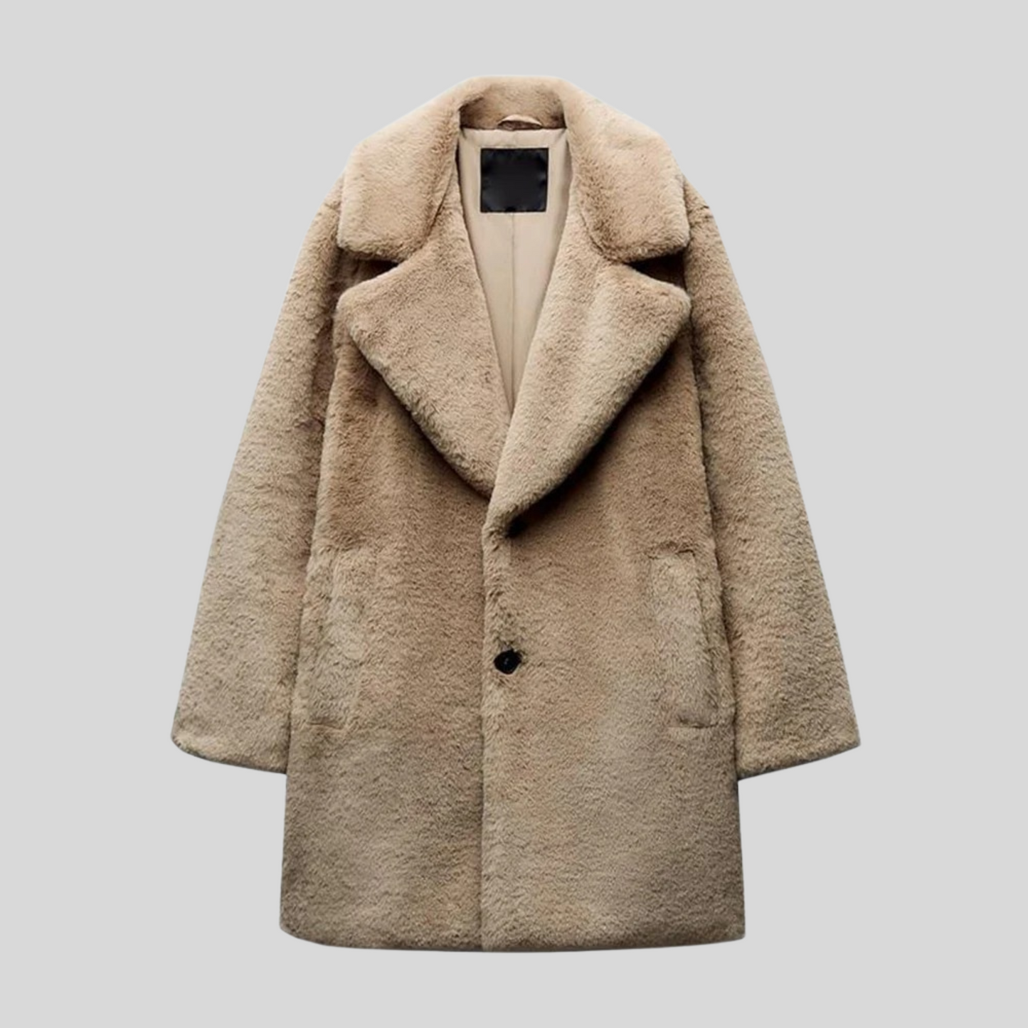 Damen Teddy-Mantel Großer Reverskragen Kuschelig Warm - Norvielle