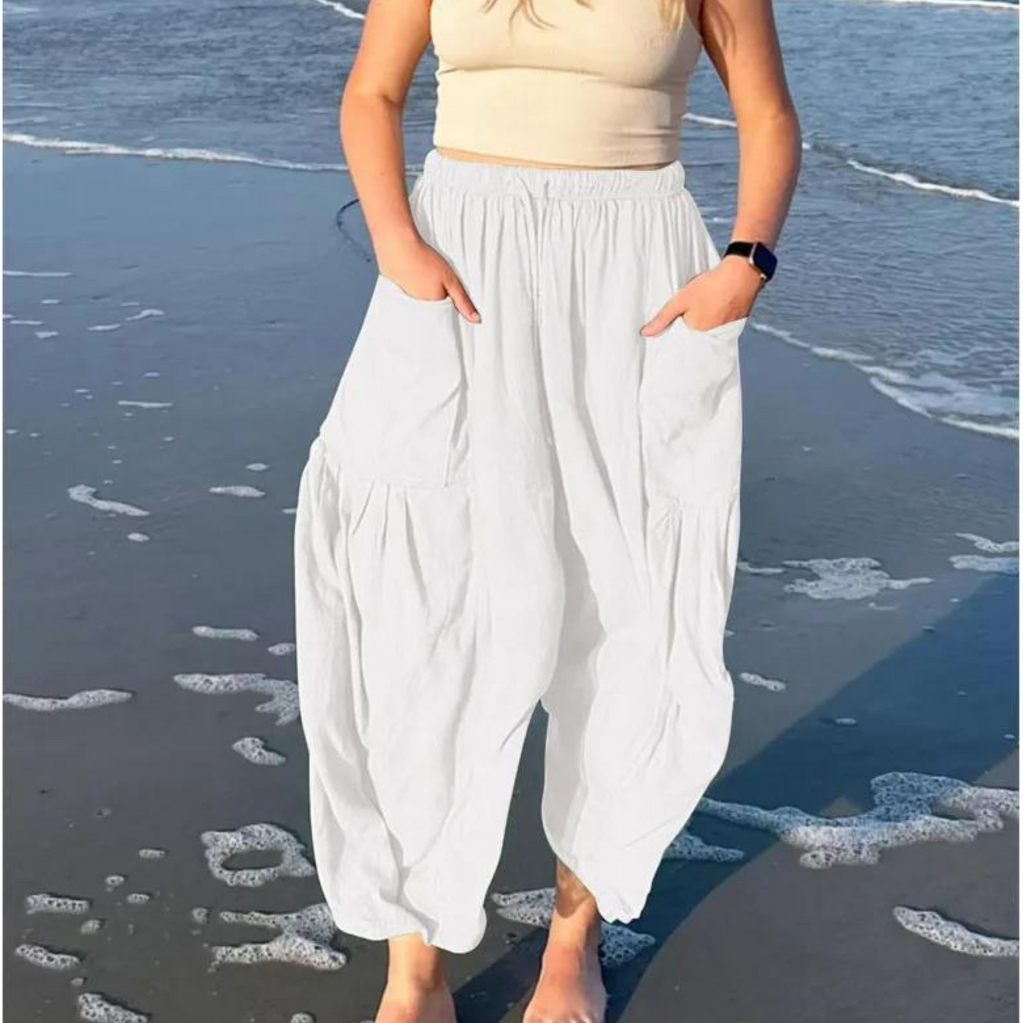 Norvielle Damen Baumwollhosen Elastischer Bund Bequem