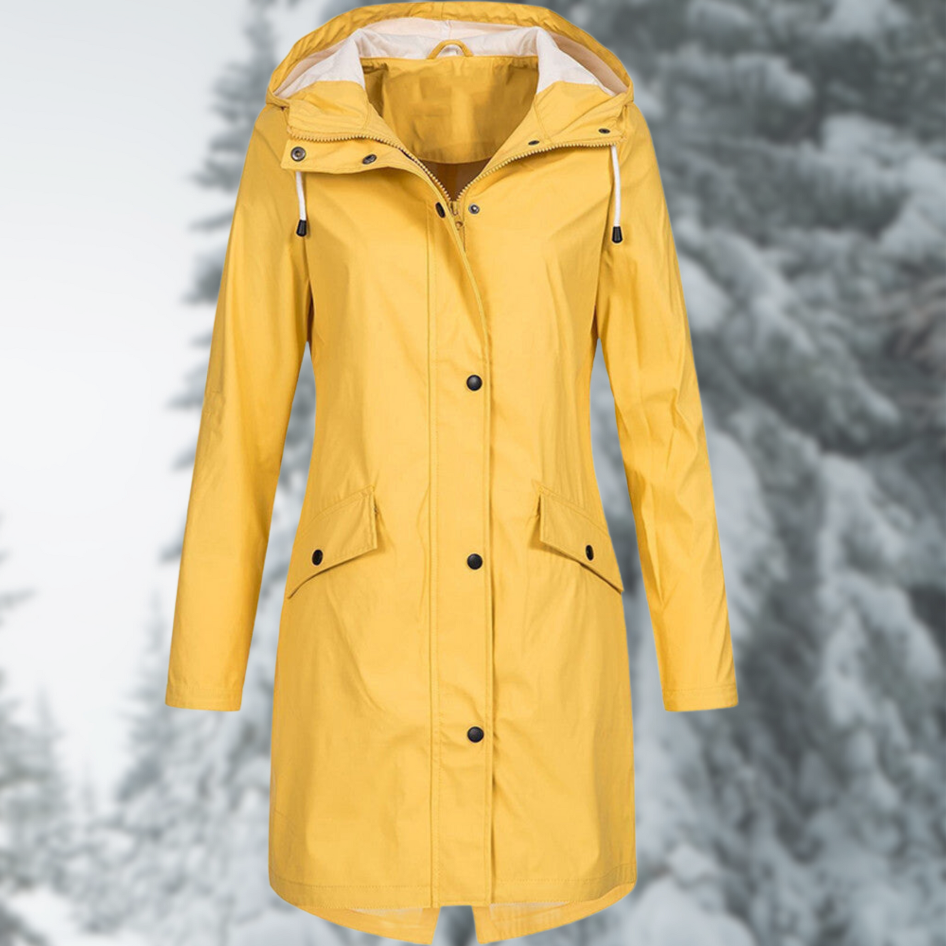 Norvielle Damen Regenjacke Lang Wasserdicht Schwarz - Norvielle