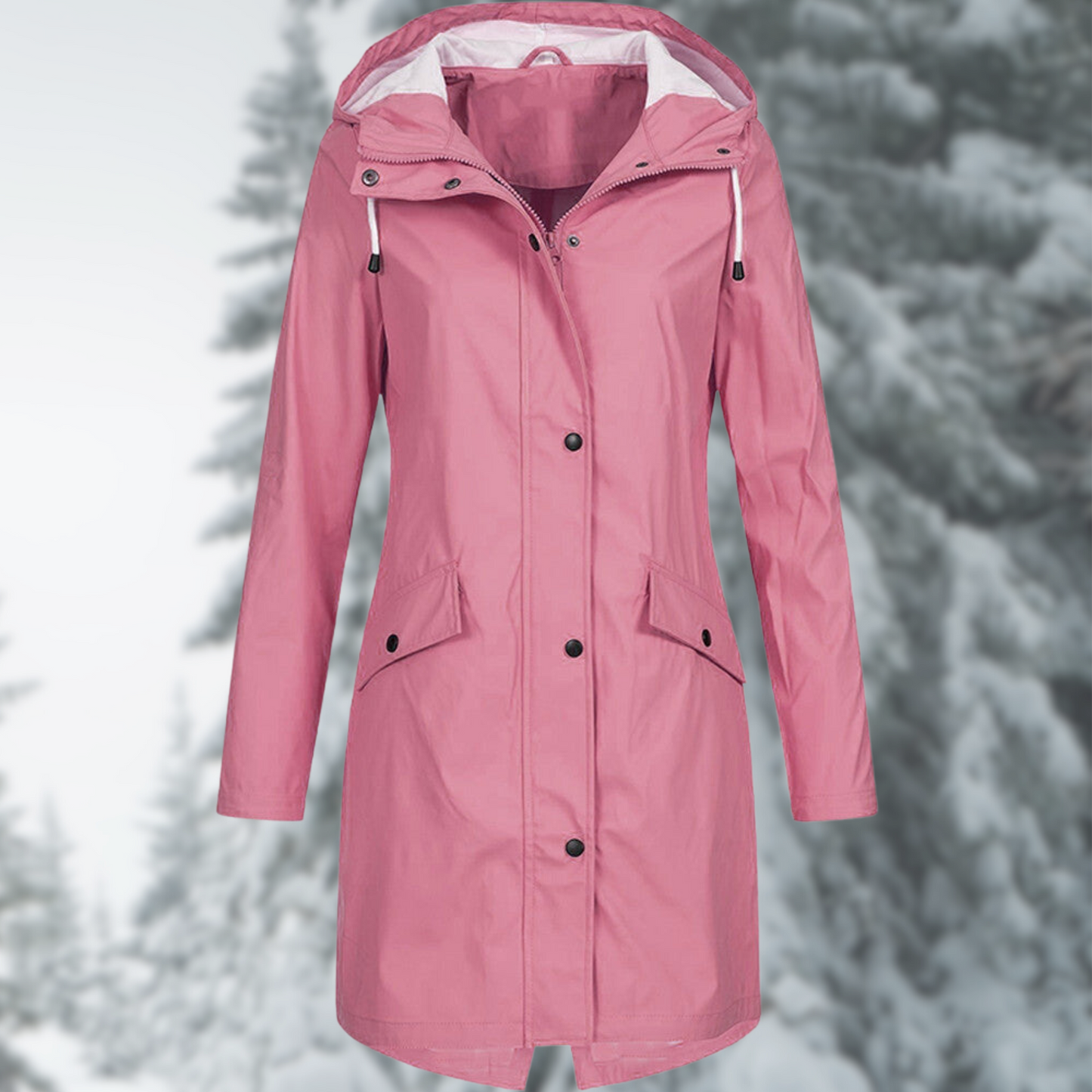Norvielle Damen Lange Wasserdichte Regenjacke