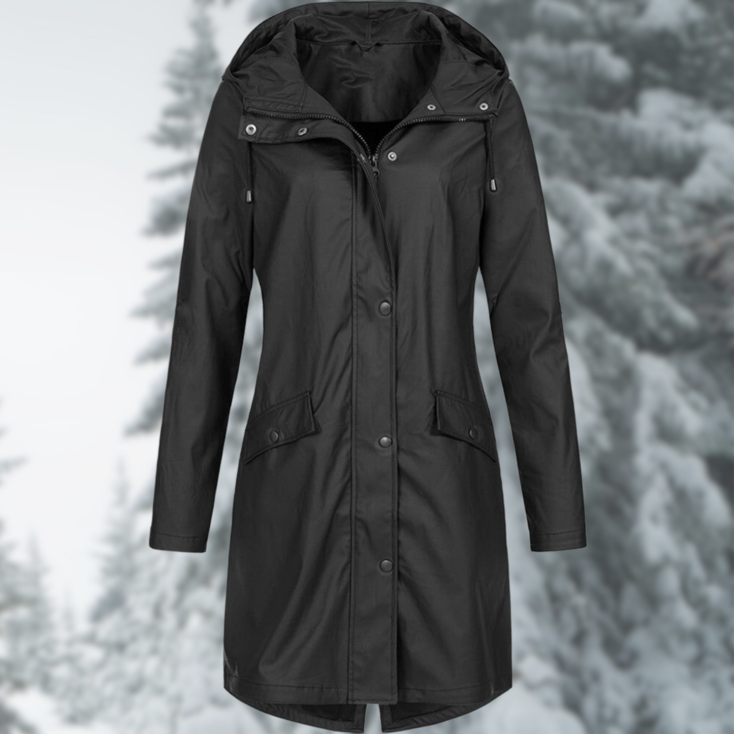 Norvielle Damen Lange Wasserdichte Regenjacke