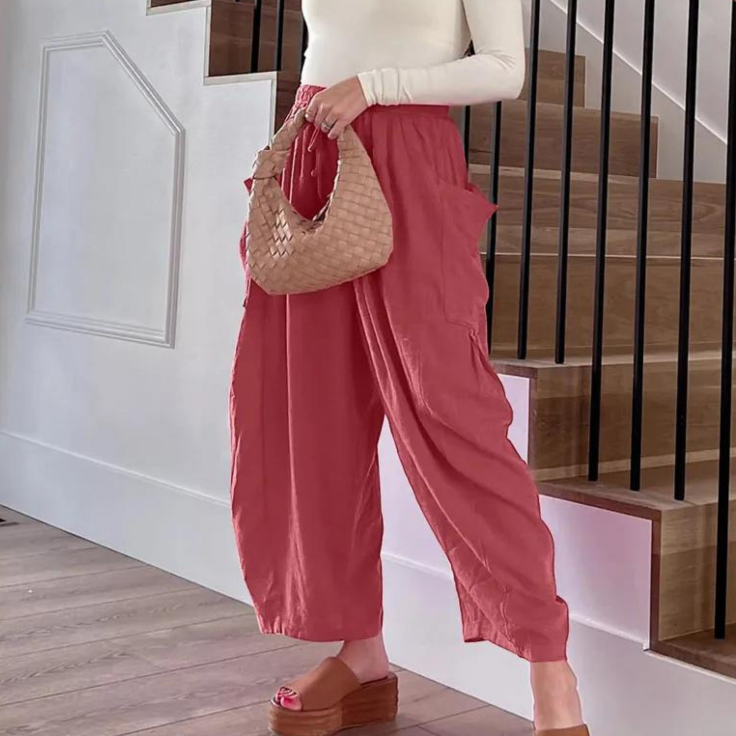 Norvielle Damen Baumwollhosen Elastischer Bund Bequem
