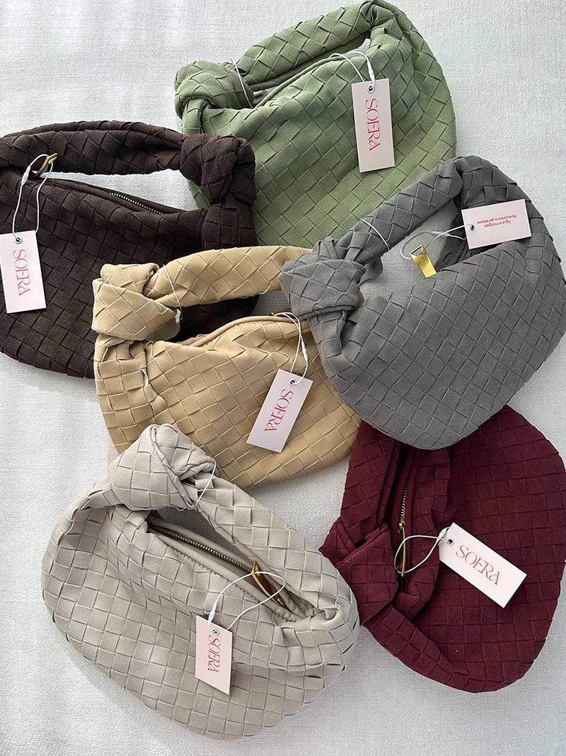 Geflochtene Damen Mini-Tasche Wildleder