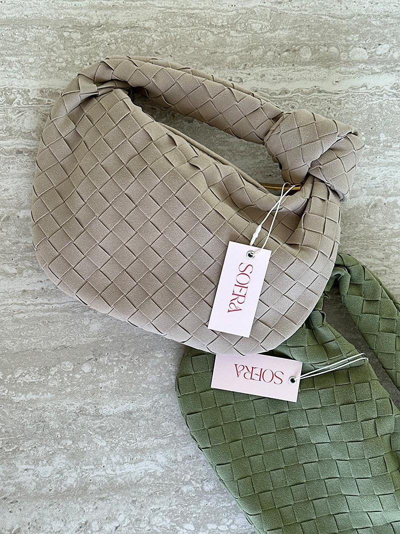 Geflochtene Damen Mini-Tasche Wildleder