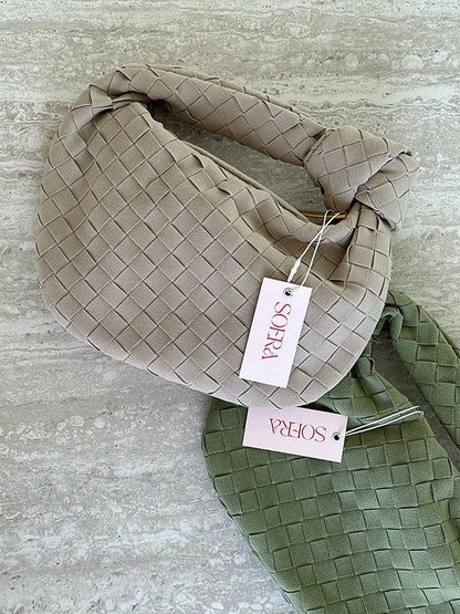Geflochtene Damen Mini-Tasche Wildleder