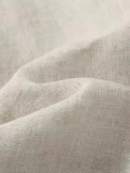 Leinenhose Damen Locker Geschnitten Kordelzug Beige