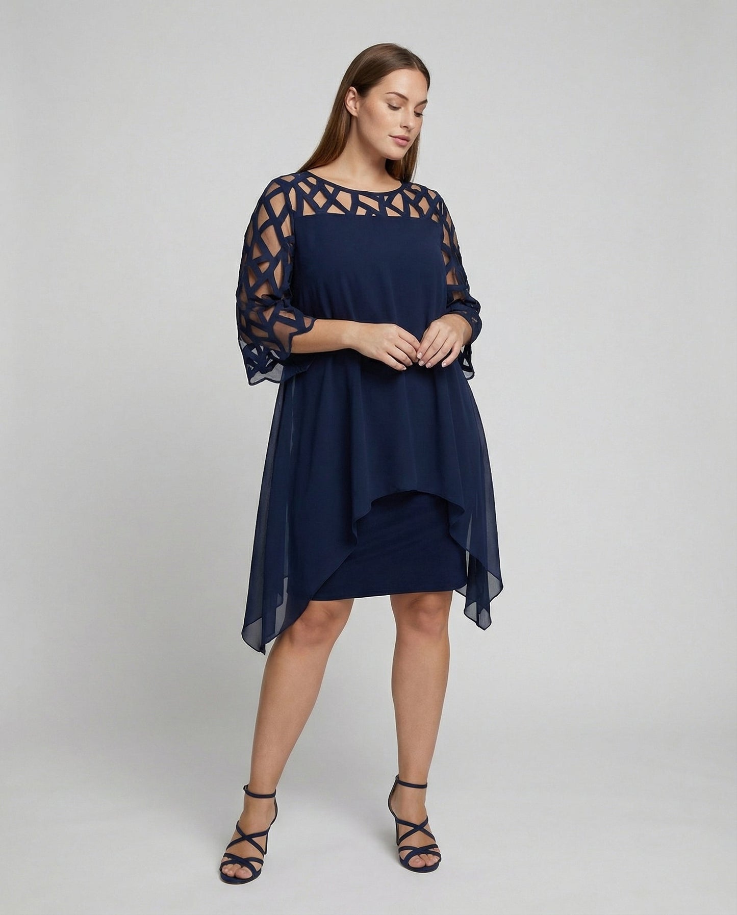 Elegantes Damen Midi-Kleid Übergröße - Norvielle