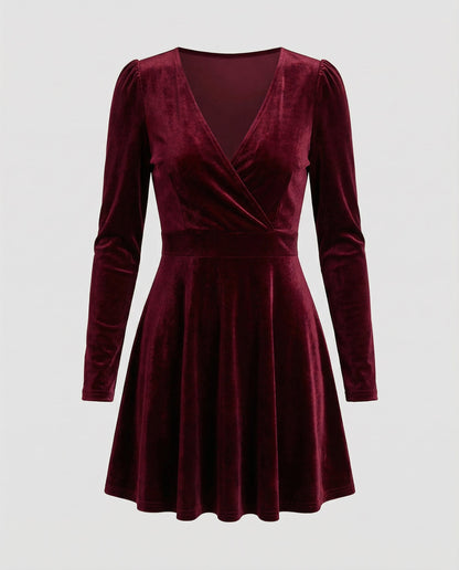 Damen Samtkleid Rot Elegantes