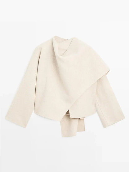 Kurzmantel aus Wollmischung mit asymmetrischem Schnitt für Damen