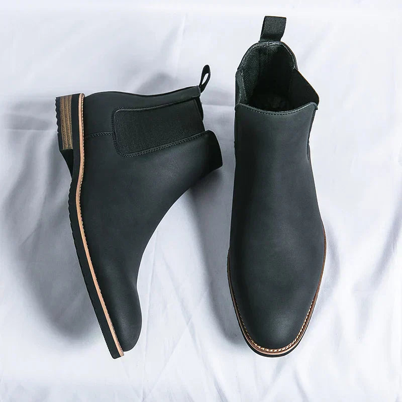 Herren Stiefel Elastische Seiten Schlupfstiefel Überknöchel Schwarz - Norvielle